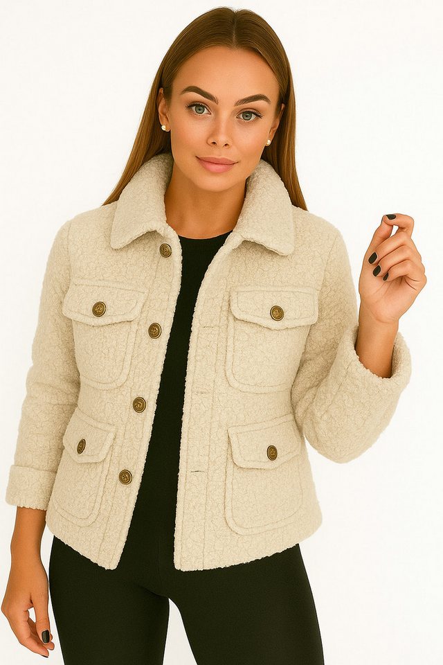 Worldclassca Fellimitatjacke Worldclassca Hemdjacke Knopf Trench Teddy Jacke Übergangsjacke Blouson Neue Kollektion - Stilvolle und gemütliche Mode für Damen von Worldclassca