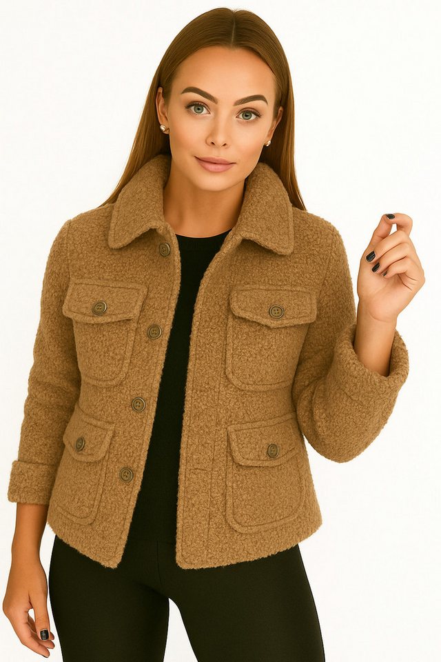 Worldclassca Fellimitatjacke Worldclassca Hemdjacke Knopf Trench Teddy Jacke Übergangsjacke Blouson Neue Kollektion - Stilvolle und gemütliche Mode für Damen von Worldclassca