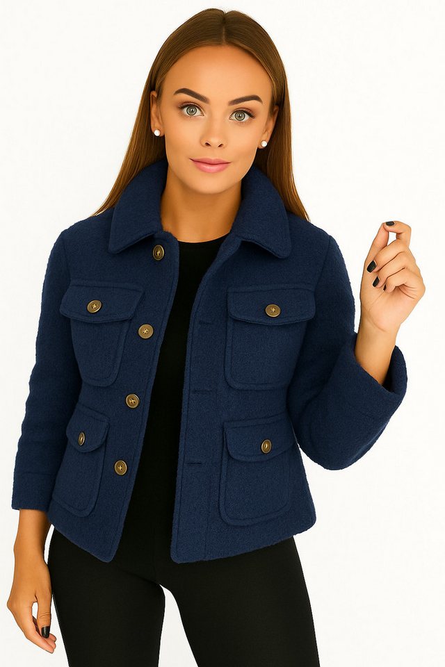 Worldclassca Fellimitatjacke Worldclassca Hemdjacke Knopf Trench Teddy Jacke Übergangsjacke Blouson Neue Kollektion - Stilvolle und gemütliche Mode für Damen von Worldclassca