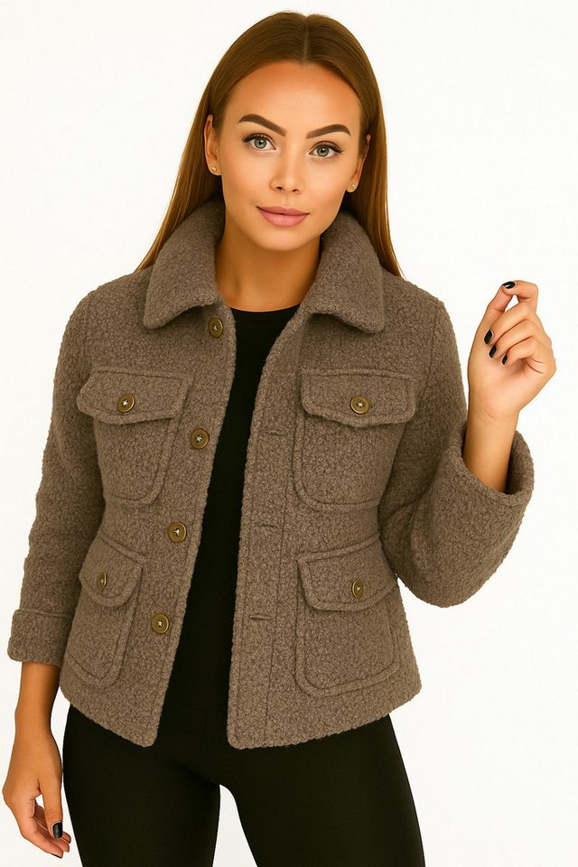 Worldclassca Fellimitatjacke Worldclassca Hemdjacke Knopf Trench Teddy Jacke Übergangsjacke Blouson Neue Kollektion - Stilvolle und gemütliche Mode für Damen von Worldclassca