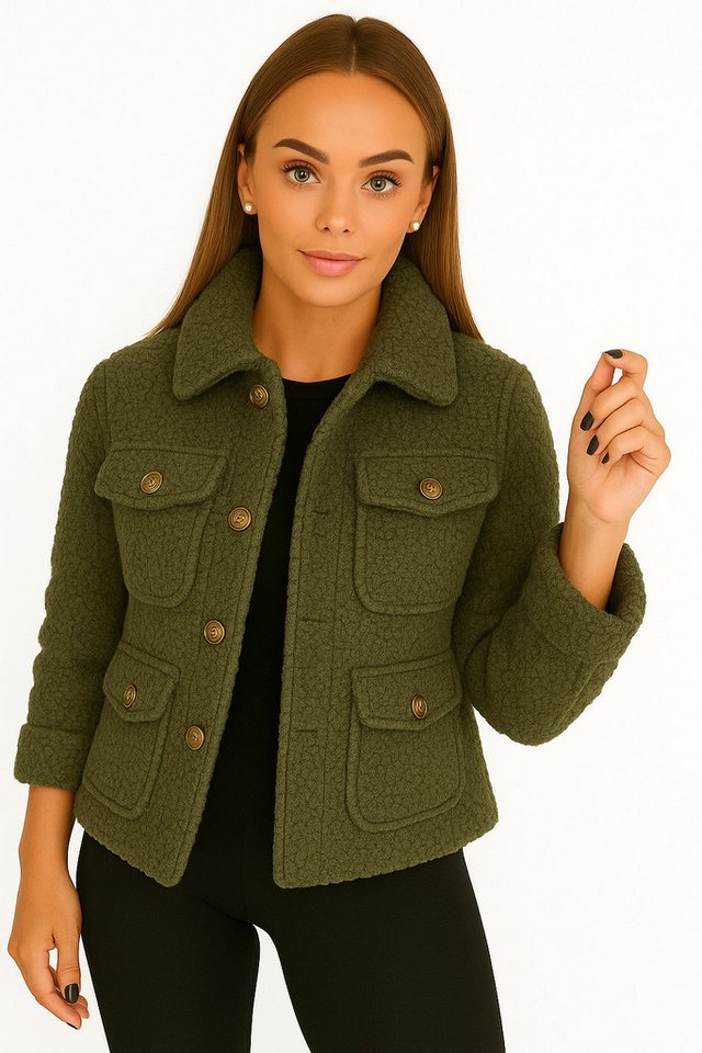 Worldclassca Fellimitatjacke Worldclassca Hemdjacke Knopf Trench Teddy Jacke Übergangsjacke Blouson Neue Kollektion - Stilvolle und gemütliche Mode für Damen von Worldclassca