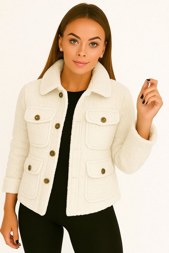 Worldclassca Fellimitatjacke Worldclassca Hemdjacke Knopf Trench Teddy Jacke Übergangsjacke Blouson Neue Kollektion - Stilvolle und gemütliche Mode für Damen von Worldclassca