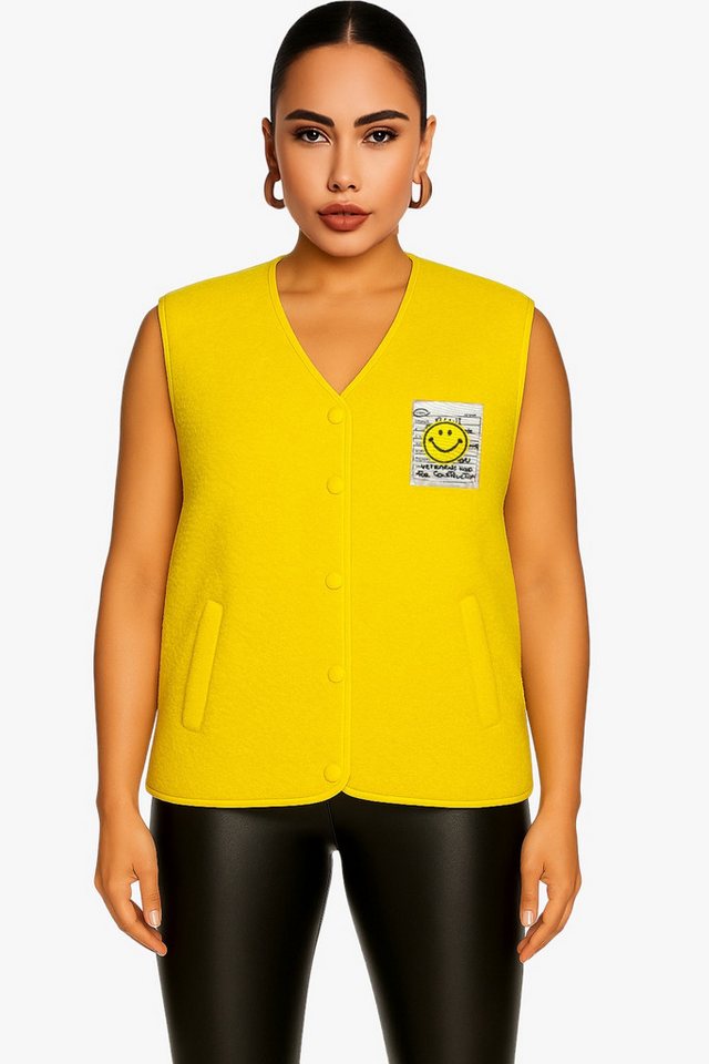 Worldclassca Fellimitatweste Worldclassca Teddy Weste Smiley Kuschelig Kurz Herbst Winter Ärmellos Neue Kollektion - Stilvolle und gemütliche Mode für Damen von Worldclassca