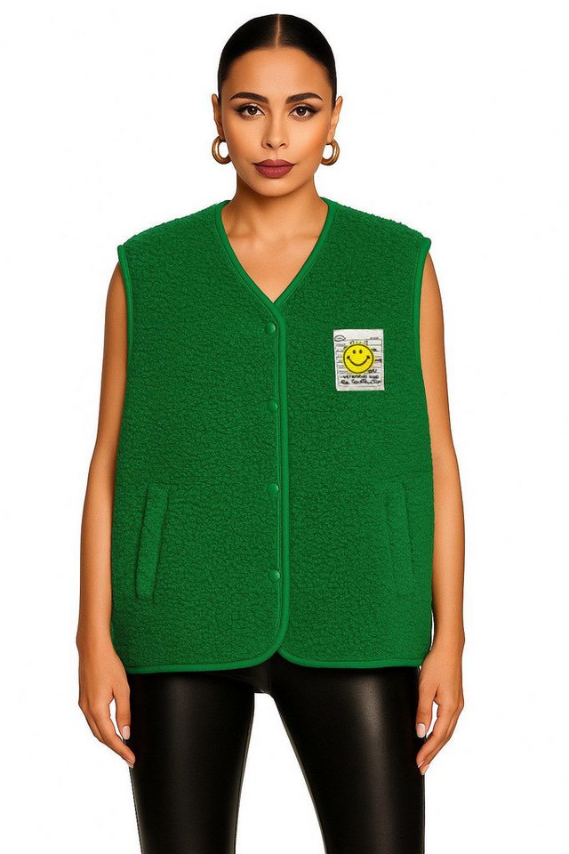 Worldclassca Fellimitatweste Worldclassca Teddy Weste Smiley Kuschelig Kurz Herbst Winter Ärmellos Neue Kollektion - Stilvolle und gemütliche Mode für Damen von Worldclassca