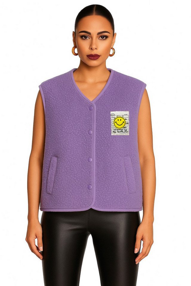 Worldclassca Fellimitatweste Worldclassca Teddy Weste Smiley Kuschelig Kurz Herbst Winter Ärmellos Neue Kollektion - Stilvolle und gemütliche Mode für Damen von Worldclassca