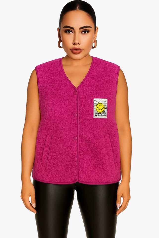 Worldclassca Fellimitatweste Worldclassca Teddy Weste Smiley Kuschelig Kurz Herbst Winter Ärmellos Neue Kollektion - Stilvolle und gemütliche Mode für Damen von Worldclassca