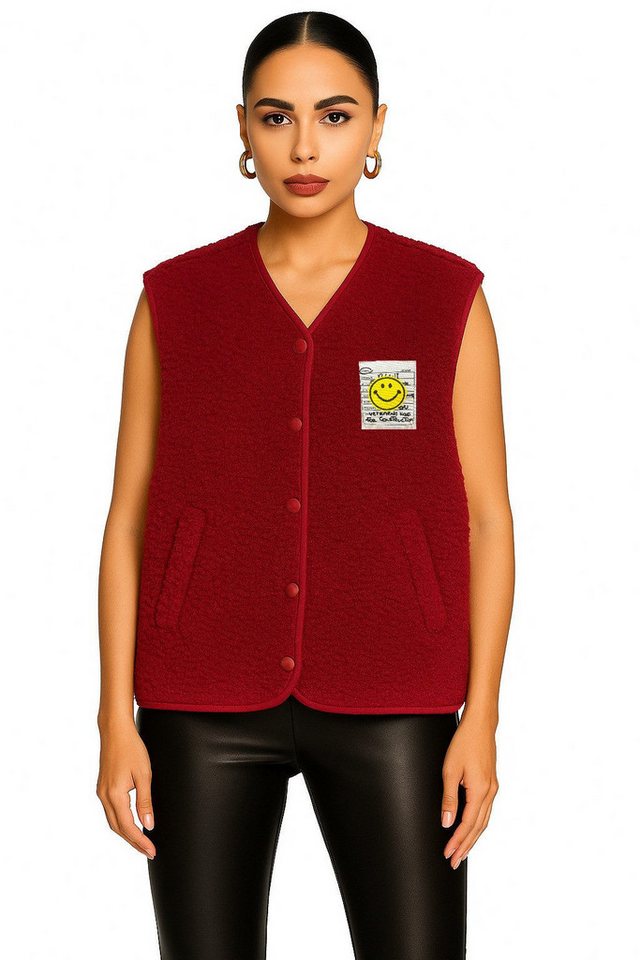 Worldclassca Fellimitatweste Worldclassca Teddy Weste Smiley Kuschelig Kurz Herbst Winter Ärmellos Neue Kollektion - Stilvolle und gemütliche Mode für Damen von Worldclassca