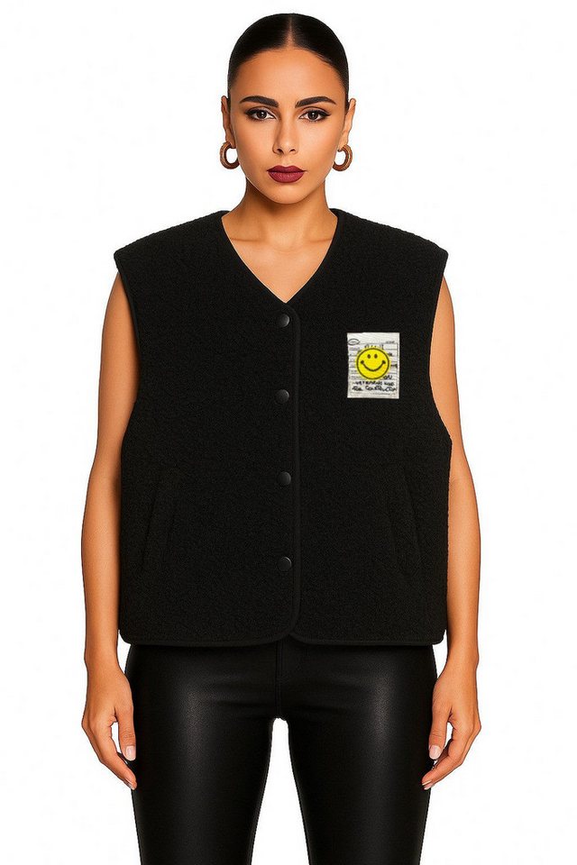 Worldclassca Fellimitatweste Worldclassca Teddy Weste Smiley Kuschelig Kurz Herbst Winter Ärmellos Neue Kollektion - Stilvolle und gemütliche Mode für Damen von Worldclassca