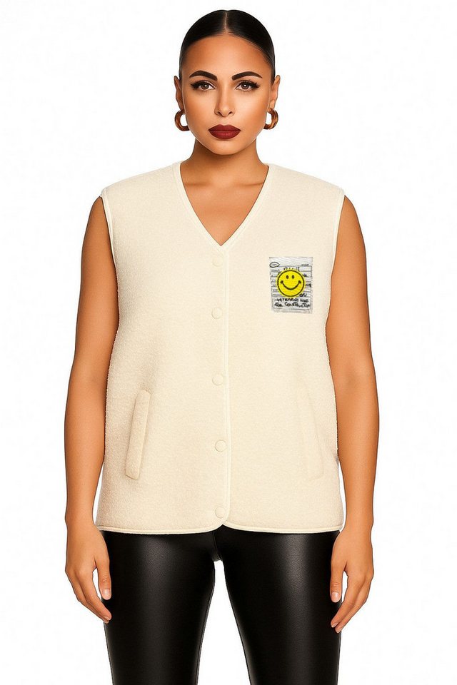 Worldclassca Fellimitatweste Worldclassca Teddy Weste Smiley Kuschelig Kurz Herbst Winter Ärmellos Neue Kollektion - Stilvolle und gemütliche Mode für Damen von Worldclassca