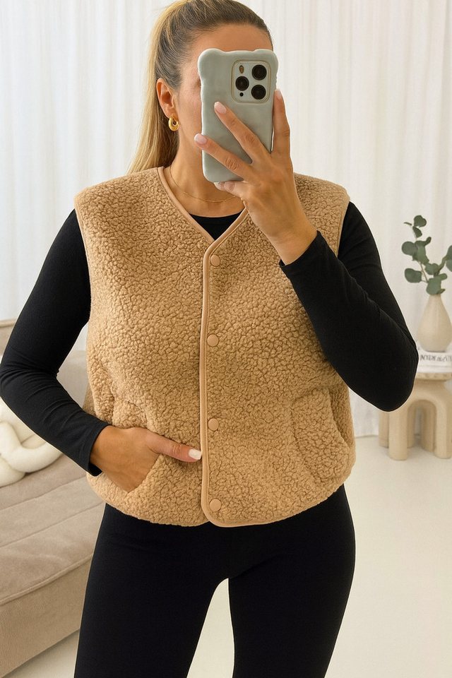 Worldclassca Fellimitatweste Worldclassca Teddy Weste Warm Kuschelig Kurz Herbst Winter Ärmellos Neue Kollektion - Stilvolle und gemütliche Mode für Damen von Worldclassca
