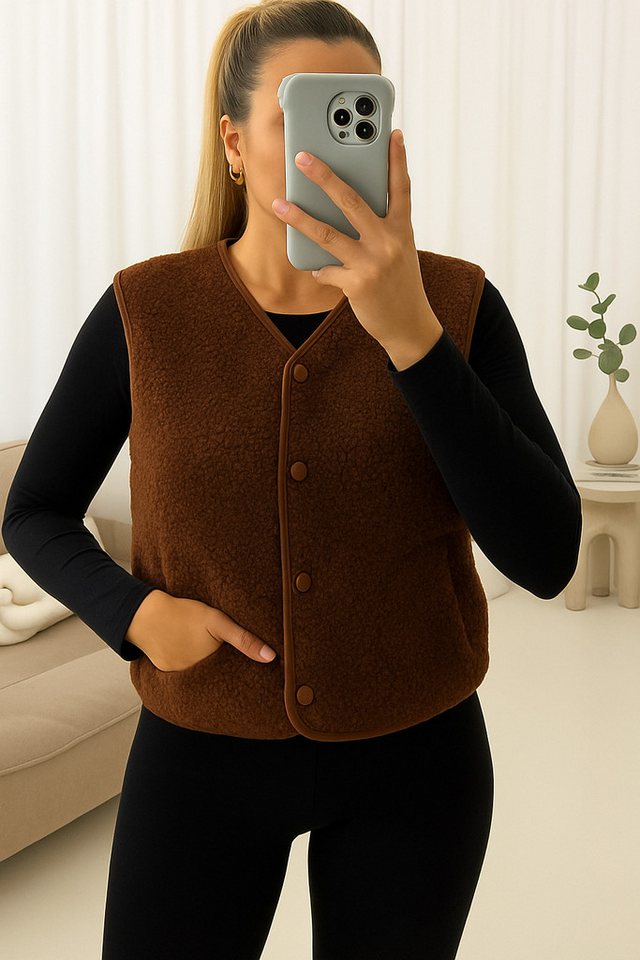 Worldclassca Fellimitatweste Worldclassca Teddy Weste Warm Kuschelig Kurz Herbst Winter Ärmellos Neue Kollektion - Stilvolle und gemütliche Mode für Damen von Worldclassca