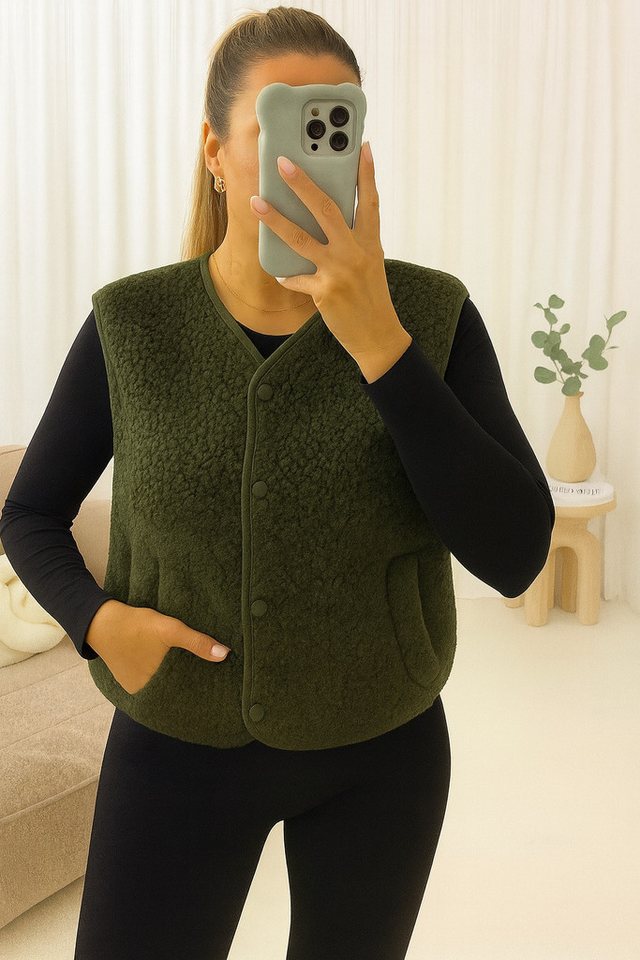 Worldclassca Fellimitatweste Worldclassca Teddy Weste Warm Kuschelig Kurz Herbst Winter Ärmellos Neue Kollektion - Stilvolle und gemütliche Mode für Damen von Worldclassca