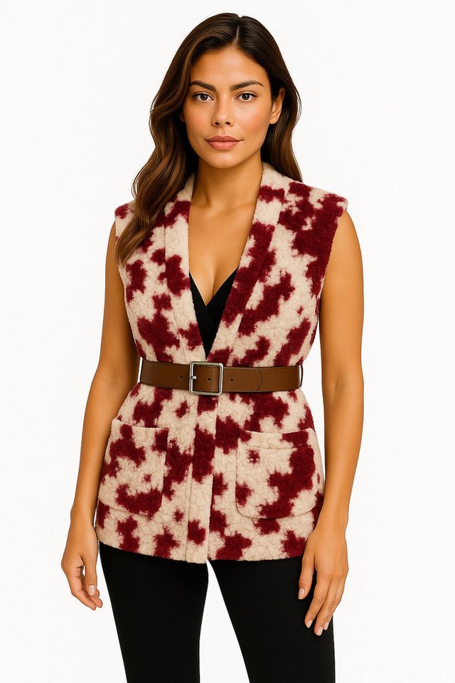 Worldclassca Fellimitatweste Worldclassca Teddy Weste Warm Kuschelig Lang mit Gürtel Ärmellos Neue Kollektion - Stilvolle und gemütliche Mode für Damen von Worldclassca