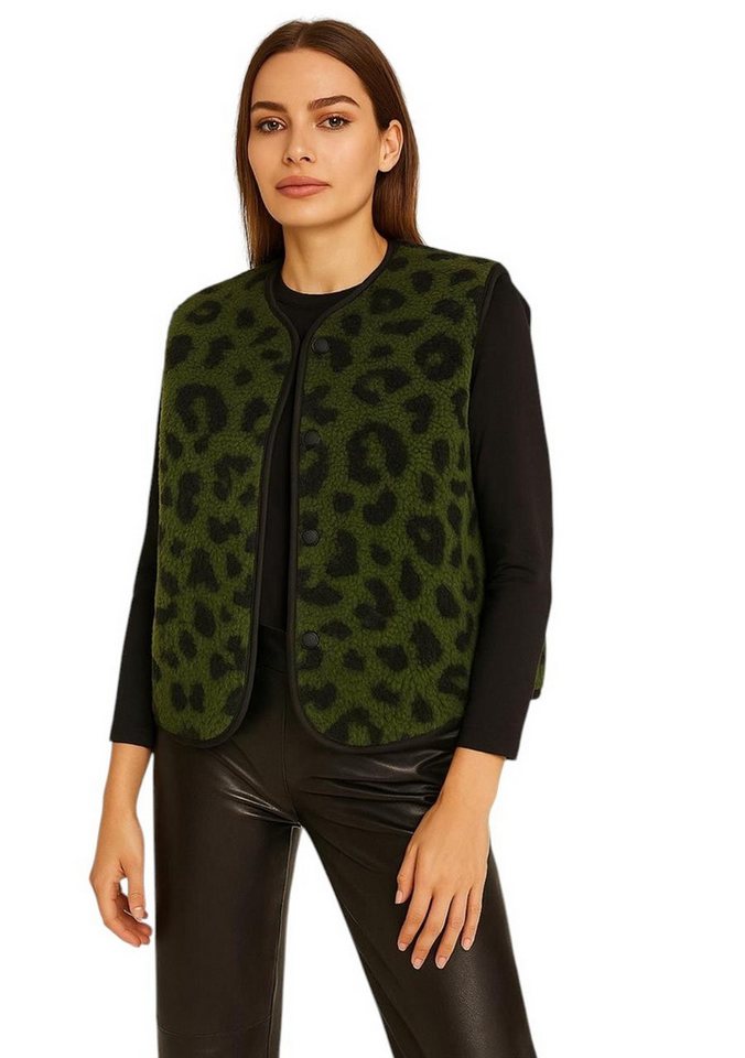 Worldclassca Fellimitatweste Worldclassca Teddy Weste Warm Kuschelig Leopard Optik Kurz Ärmellos Neue Kollektion - Stilvolle und gemütliche Mode für Damen von Worldclassca