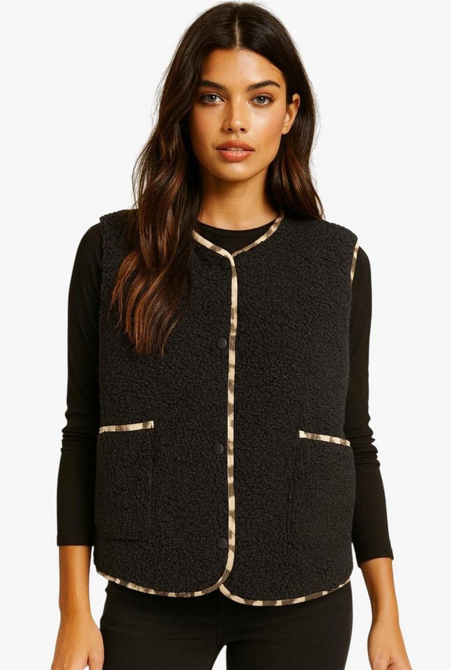 Worldclassca Fellimitatweste Worldclassca Teddy Weste Warm Kuschelig Leopard Optik Kurz Ärmellos Neue Kollektion - Stilvolle und gemütliche Mode für Damen von Worldclassca