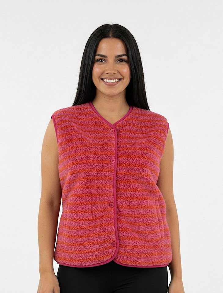 Worldclassca Fellimitatweste Worldclassca Teddy Weste Warm Kuschelig Streifen Kurz Ärmellos Neue Kollektion - Stilvolle und gemütliche Mode für Damen von Worldclassca