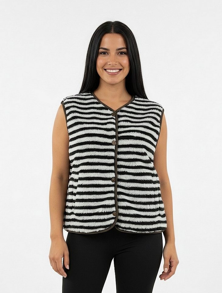Worldclassca Fellimitatweste Worldclassca Teddy Weste Warm Kuschelig Streifen Kurz Ärmellos Neue Kollektion - Stilvolle und gemütliche Mode für Damen von Worldclassca