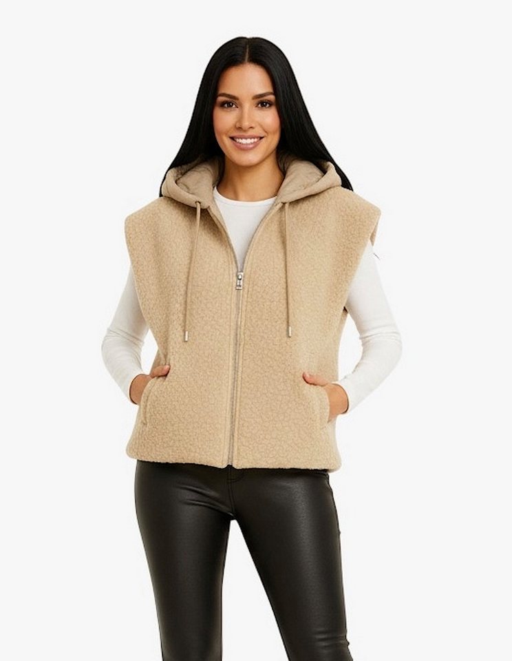Worldclassca Fellimitatweste Worldclassca Teddy Weste Warm Kuschelig Zipper Kapuze Winter Ärmellos Neue Kollektion - Stilvolle und gemütliche Mode für Damen von Worldclassca