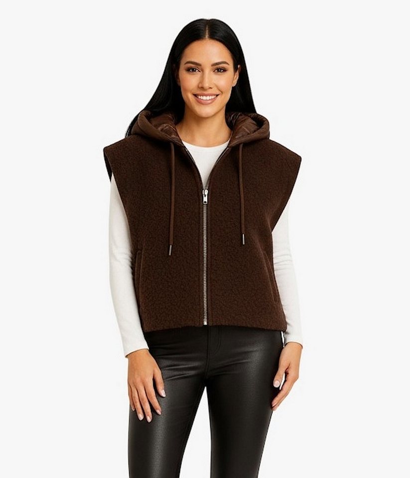 Worldclassca Fellimitatweste Worldclassca Teddy Weste Warm Kuschelig Zipper Kapuze Winter Ärmellos Neue Kollektion - Stilvolle und gemütliche Mode für Damen von Worldclassca