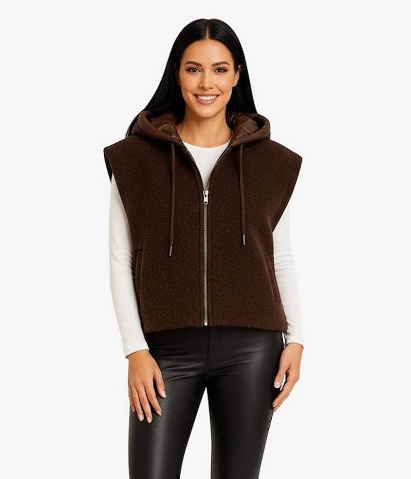 Worldclassca Fellimitatweste Worldclassca Teddy Weste Warm Kuschelig Zipper Kapuze Winter Ärmellos Neue Kollektion - Stilvolle und gemütliche Mode für Damen von Worldclassca