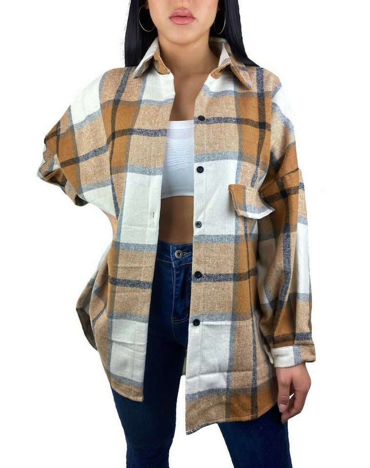 Worldclassca Flanellbluse Worldclassca Damen Holzfällerhemd Oversized Karo Kariert Hemdbluse von Worldclassca
