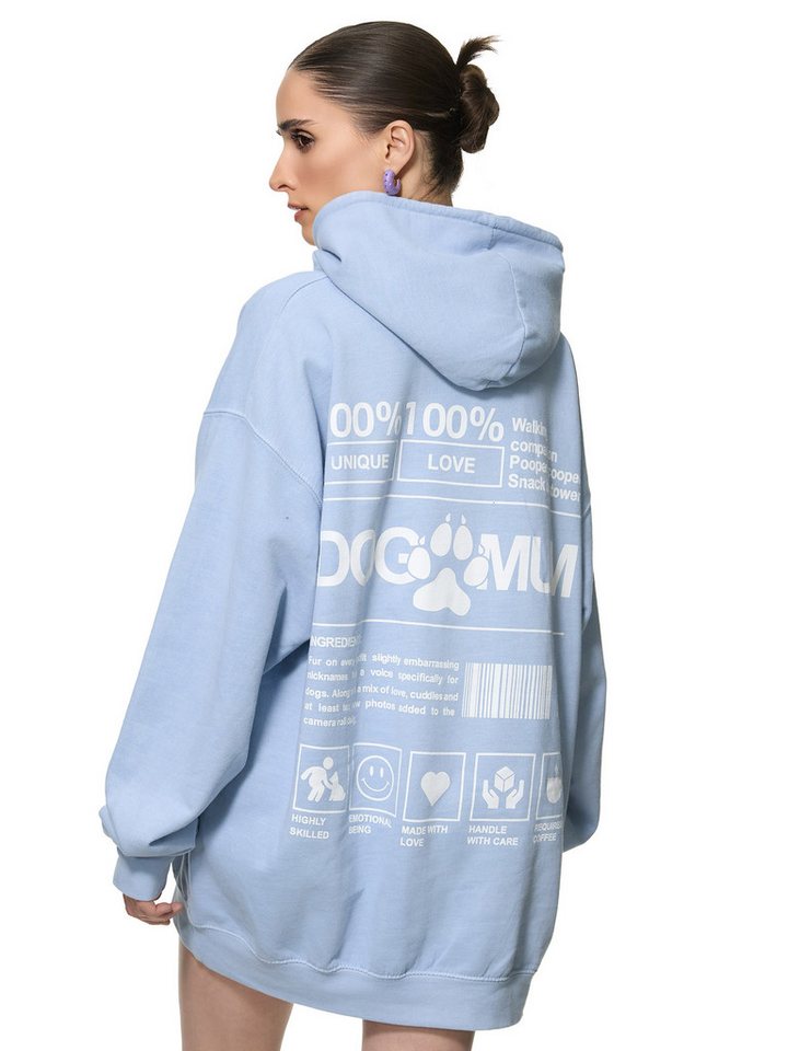 Worldclassca Hoodie Worldclassca Oversized DOG MUM Print Hoodie Kapuzenpullover Sweatshirt Print DOG MUM 100% LOVE WALKING von Worldclassca