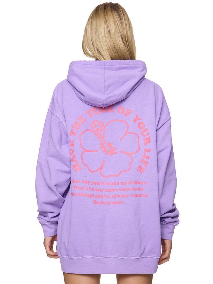 Worldclassca Hoodie Worldclassca Oversized FLOWER Print Hoodie Kapuzenpullover Sweatshirt HAVE THE TIME OF YOUR LIFE von Worldclassca