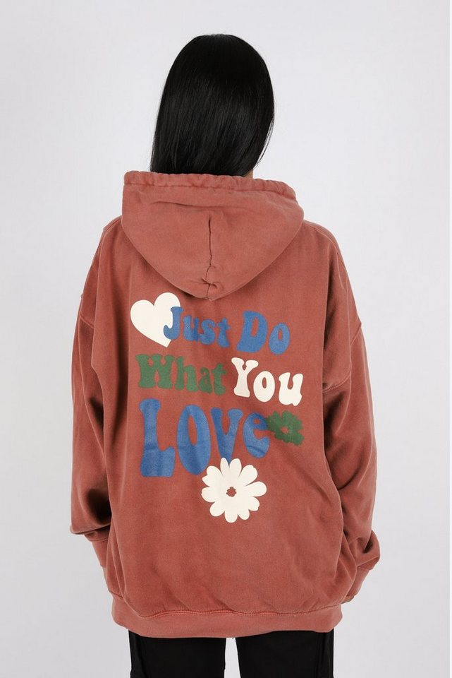 Worldclassca Hoodie Worldclassca Oversized Just LOVE Hoodie Print Kapuzenpullover Washed von Worldclassca