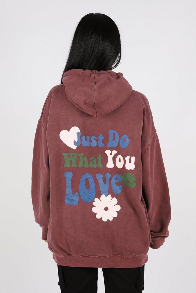 Worldclassca Hoodie Worldclassca Oversized Just LOVE Hoodie Print Kapuzenpullover Washed von Worldclassca