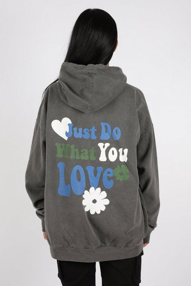 Worldclassca Hoodie Worldclassca Oversized Just LOVE Hoodie Print Kapuzenpullover Washed von Worldclassca