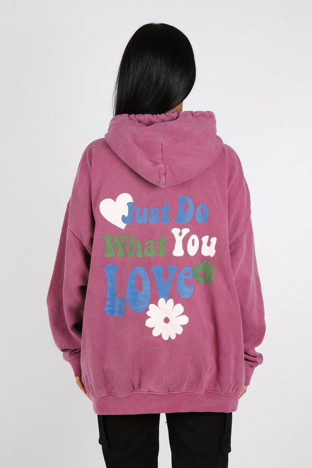 Worldclassca Hoodie Worldclassca Oversized Just LOVE Hoodie Print Kapuzenpullover Washed von Worldclassca