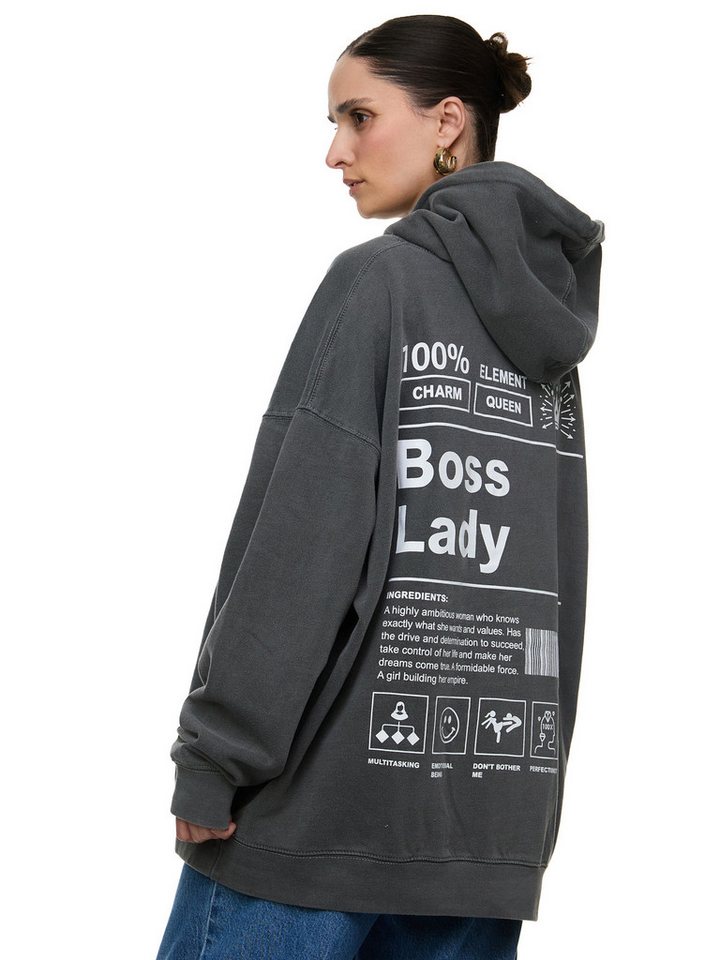 Worldclassca Hoodie Worldclassca Oversized Print Boss Lady Hoodie Kapuzenpullover Sweat PRINT - BOSS LADY - 100% CHARM - QUEEN von Worldclassca