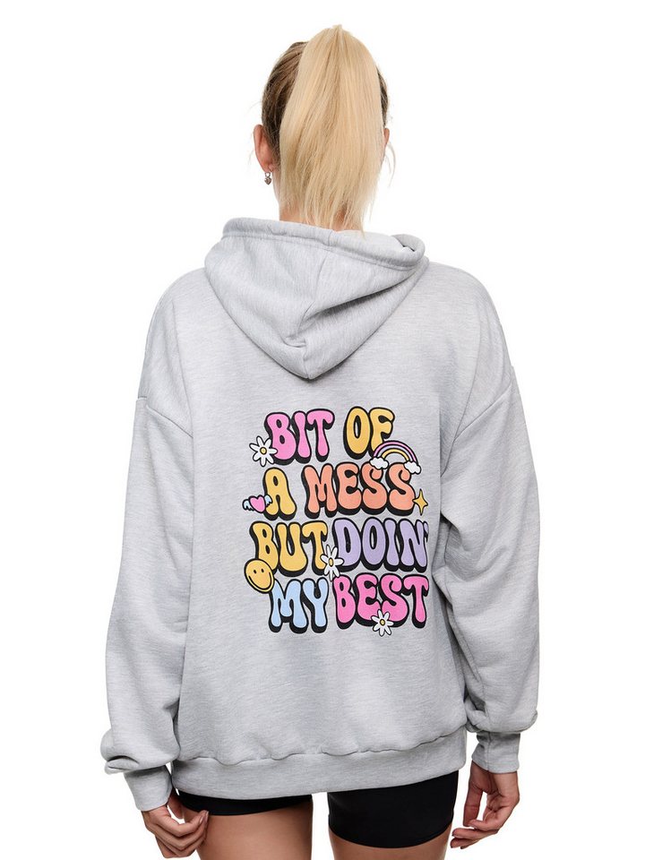 Worldclassca Hoodie Worldclassca Oversized Print Hoodie Kapuzenpullover Sweatshirt Neu BIT OF A MESS BUT DOIN MY BEST von Worldclassca
