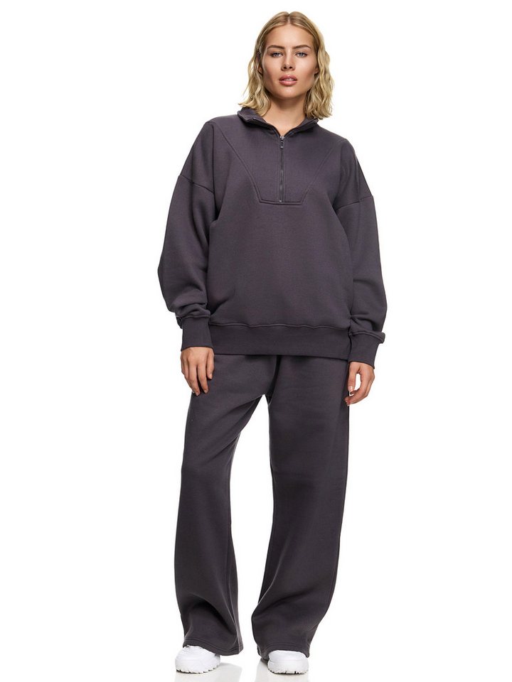 Worldclassca Jogginganzug Worldclassca Oversize Jogginganzug Wide Leg Jogger + Zip Sweatjacke, LOUNGEANZUG SPORTANZUG SUIT HOSE + HALB ZIP SWEATSHIRT von Worldclassca