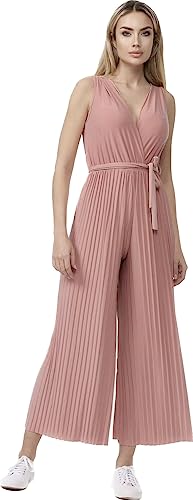 Worldclassca Jumpsuit Pleated Overalls mit Gürtel Ärmellos Casual Sommer Neu (Rosa) von Worldclassca