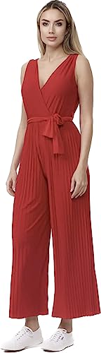 Worldclassca Jumpsuit Pleated Overalls mit Gürtel Ärmellos Casual Sommer Neu (Rost) von Worldclassca