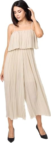 Worldclassca Jumpsuit Plissee Pleated Overall Ärmellos Elegant Casual Sommer Blogger Neu (Beige) von Worldclassca