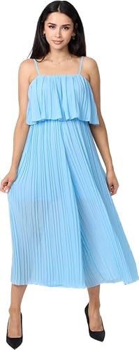 Worldclassca Jumpsuit Plissee Pleated Overall Ärmellos Elegant Casual Sommer Blogger Neu (Hellblau) von Worldclassca