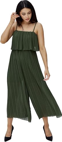 Worldclassca Jumpsuit Plissee Pleated Overall Ärmellos Elegant Casual Sommer Blogger Neu (Khaki) von Worldclassca