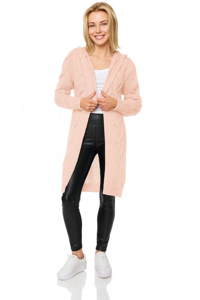 Worldclassca Kapuzenstrickjacke Worldclassca lange Strickjacke Zopfmuster Cardigan mit Kapuze Bolero Strickjacke mit Zopfmuster und Kapuze von Worldclassca