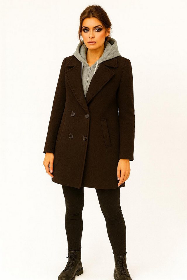 Worldclassca Kurzmantel Worldclassca Damen Kurzmantel mit Hoodie Zweireihig Reverskragen Neue Kollektion - Stilvolle und gemütliche Mode für Damen von Worldclassca