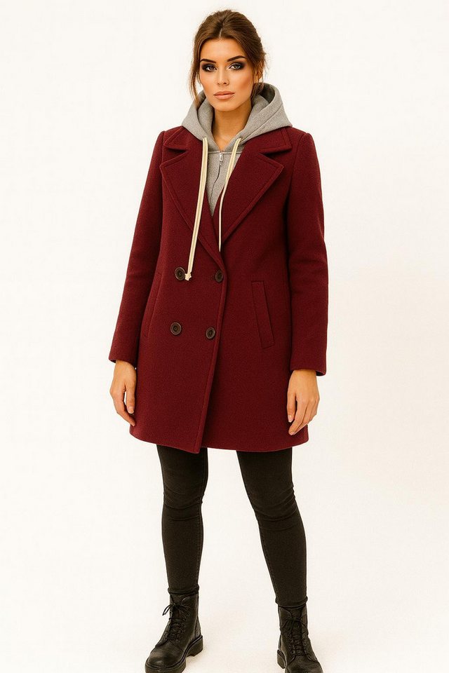 Worldclassca Kurzmantel Worldclassca Damen Kurzmantel mit Hoodie Zweireihig Reverskragen Neue Kollektion - Stilvolle und gemütliche Mode für Damen von Worldclassca