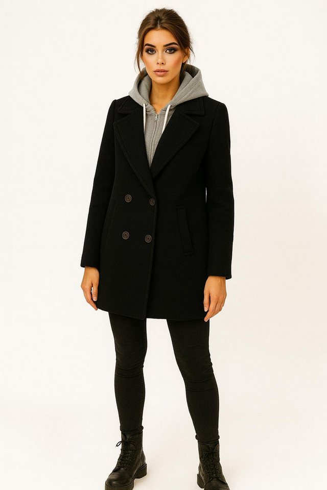 Worldclassca Kurzmantel Worldclassca Damen Kurzmantel mit Hoodie Zweireihig Reverskragen Neue Kollektion - Stilvolle und gemütliche Mode für Damen von Worldclassca