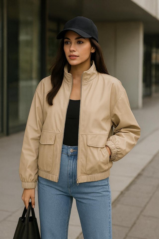 Worldclassca Lederimitatjacke Worldclassca Oversized Kunstleder Jacke Bomber Trench Jacke Blouson Neue Kollektion - Stilvolle und gemütliche Mode für Damen von Worldclassca
