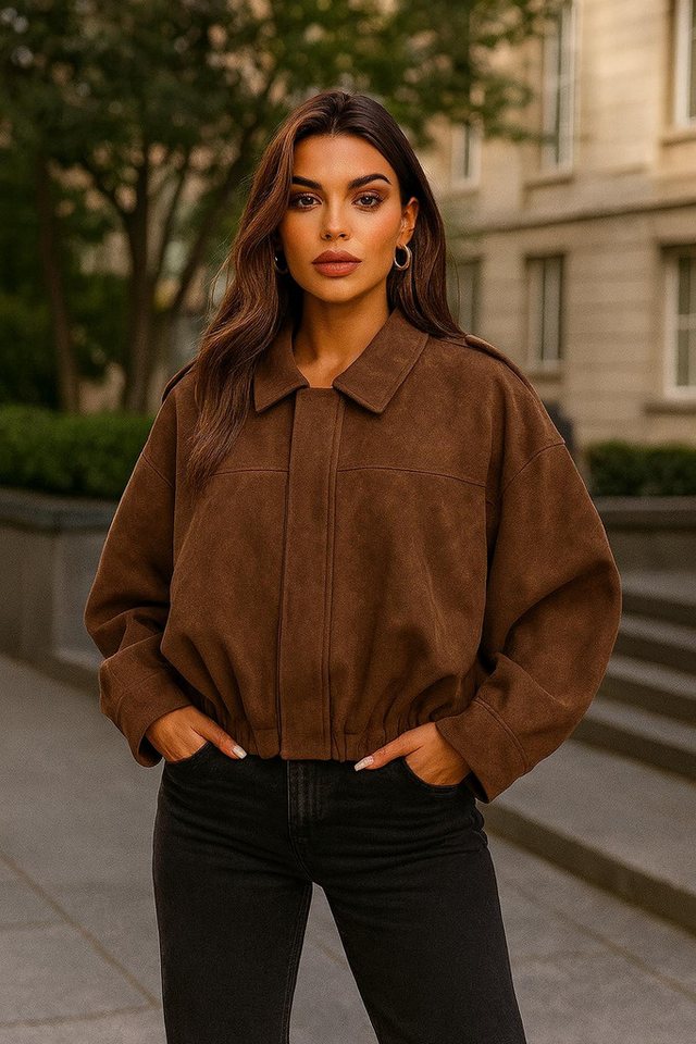 Worldclassca Lederimitatjacke Worldclassca Wildlederoptik Bomberjacke Zip Trench Übergangs Blouson Neue Kollektion - Stilvolle und gemütliche Mode für Damen von Worldclassca