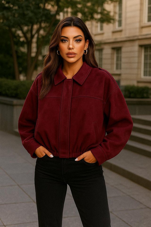 Worldclassca Lederimitatjacke Worldclassca Wildlederoptik Bomberjacke Zip Trench Übergangs Blouson Neue Kollektion - Stilvolle und gemütliche Mode für Damen von Worldclassca