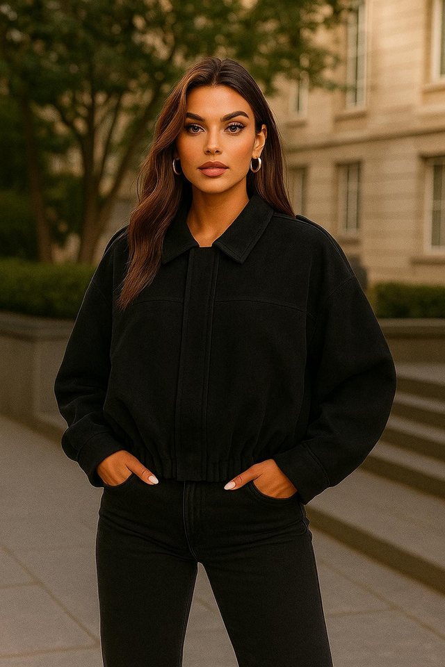 Worldclassca Lederimitatjacke Worldclassca Wildlederoptik Bomberjacke Zip Trench Übergangs Blouson Neue Kollektion - Stilvolle und gemütliche Mode für Damen von Worldclassca