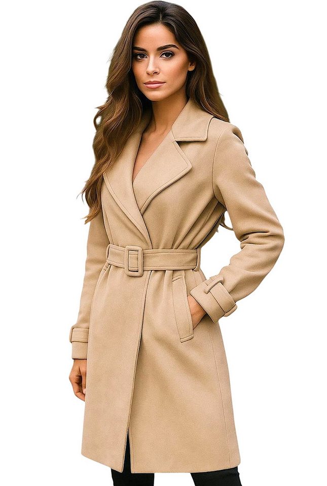 Worldclassca Lederimitatmantel Worldclassca Wildlederoptik Mantel Trenchcoat mit Gürtel Fashion Neue Kollektion - Stilvolle und gemütliche Mode für Damen von Worldclassca