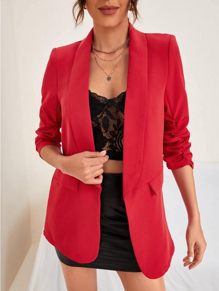 Worldclassca Longblazer Worldclassca Damen Blazer Longblazer 3/4 Arm mit Raffung Reverskragen von Worldclassca