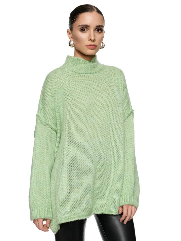 Worldclassca Longpullover WORLDCLASSCA Damen Oversize Strickpulllover Lang Pulli mit Steh Kragen Neue Kollektion - Stilvolle und gemütliche Strickmode für Damen von Worldclassca